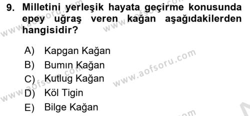 Orhun Türkçesi Dersi 2021 - 2022 Yılı (Vize) Ara Sınavı 9. Soru