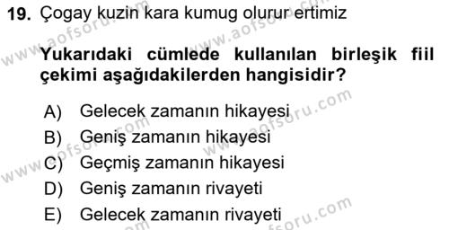 Orhun Türkçesi Dersi 2021 - 2022 Yılı (Final) Dönem Sonu Sınavı 19. Soru