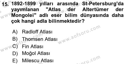 Orhun Türkçesi Dersi 2022 - 2023 Yılı (Vize) Ara Sınavı 15. Soru