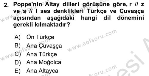 Orhun Türkçesi Dersi 2022 - 2023 Yılı (Vize) Ara Sınavı 2. Soru