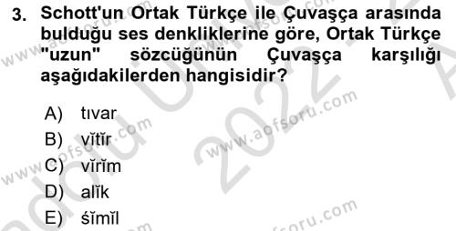 Orhun Türkçesi Dersi 2022 - 2023 Yılı (Vize) Ara Sınavı 3. Soru