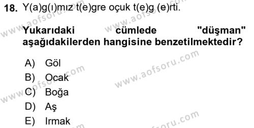 Orhun Türkçesi Dersi 2022 - 2023 Yılı (Final) Dönem Sonu Sınavı 18. Soru