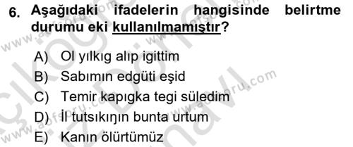 Orhun Türkçesi Dersi 2022 - 2023 Yılı (Final) Dönem Sonu Sınavı 6. Soru