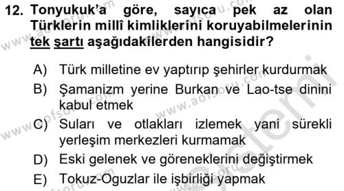 Orhun Türkçesi Dersi 2023 - 2024 Yılı (Vize) Ara Sınavı 12. Soru