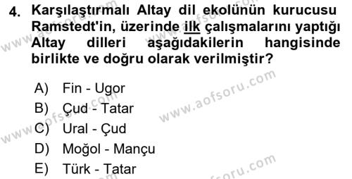 Orhun Türkçesi Dersi 2023 - 2024 Yılı (Vize) Ara Sınavı 4. Soru