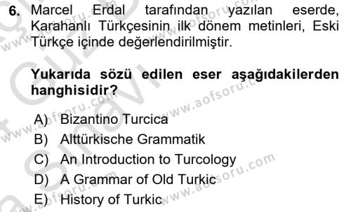 Orhun Türkçesi Dersi 2023 - 2024 Yılı (Vize) Ara Sınavı 6. Soru