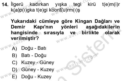 Orhun Türkçesi Dersi 2023 - 2024 Yılı (Final) Dönem Sonu Sınavı 14. Soru