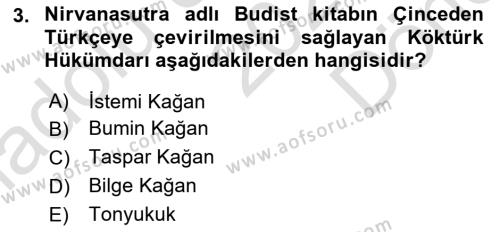 Orhun Türkçesi Dersi 2023 - 2024 Yılı (Final) Dönem Sonu Sınavı 3. Soru