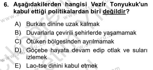 Orhun Türkçesi Dersi 2023 - 2024 Yılı Yaz Okulu Sınavı 6. Soru