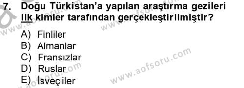 Uygur Türkçesi Dersi 2012 - 2013 Yılı (Vize) Ara Sınavı 7. Soru