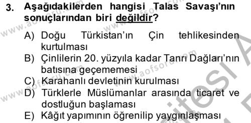 Uygur Türkçesi Dersi 2013 - 2014 Yılı (Vize) Ara Sınavı 3. Soru
