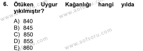 Uygur Türkçesi Dersi 2013 - 2014 Yılı (Vize) Ara Sınavı 6. Soru