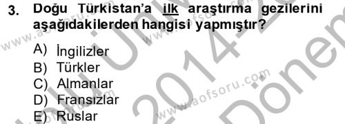 Uygur Türkçesi Dersi 2014 - 2015 Yılı (Final) Dönem Sonu Sınavı 3. Soru