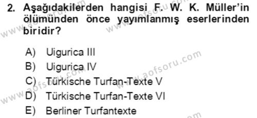 Uygur Türkçesi Dersi 2018 - 2019 Yılı (Vize) Ara Sınavı 2. Soru