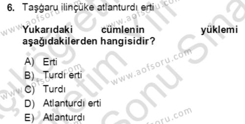 Uygur Türkçesi Dersi 2021 - 2022 Yılı (Final) Dönem Sonu Sınavı 6. Soru