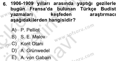 Uygur Türkçesi Dersi 2022 - 2023 Yılı Yaz Okulu Sınavı 6. Soru