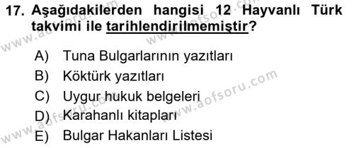 Uygur Türkçesi Dersi 2023 - 2024 Yılı Yaz Okulu Sınavı 17. Soru