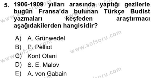 Uygur Türkçesi Dersi 2023 - 2024 Yılı Yaz Okulu Sınavı 5. Soru