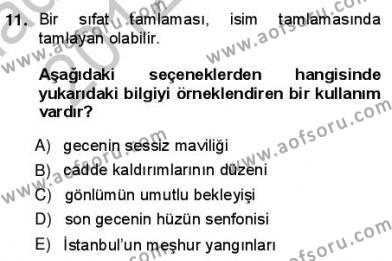 Türkçe Cümle Bilgisi 1 Dersi 2012 - 2013 Yılı (Vize) Ara Sınavı 11. Soru