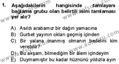 Türkçe Cümle Bilgisi 1 Dersi 2012 - 2013 Yılı (Final) Dönem Sonu Sınavı 1. Soru