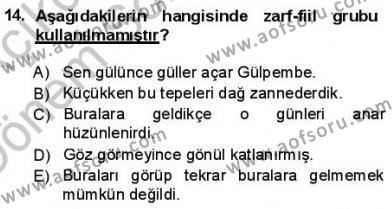 Türkçe Cümle Bilgisi 1 Dersi 2012 - 2013 Yılı (Final) Dönem Sonu Sınavı 14. Soru