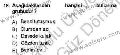 Türkçe Cümle Bilgisi 1 Dersi 2012 - 2013 Yılı (Final) Dönem Sonu Sınavı 18. Soru