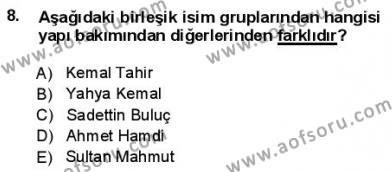 Türkçe Cümle Bilgisi 1 Dersi 2012 - 2013 Yılı (Final) Dönem Sonu Sınavı 8. Soru