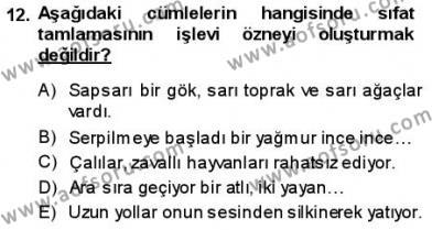 Türkçe Cümle Bilgisi 1 Dersi 2013 - 2014 Yılı (Vize) Ara Sınavı 12. Soru