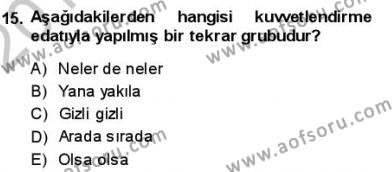 Türkçe Cümle Bilgisi 1 Dersi 2013 - 2014 Yılı (Vize) Ara Sınavı 15. Soru