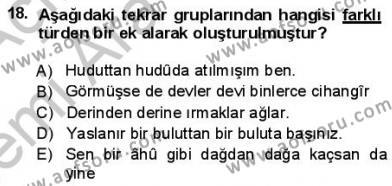 Türkçe Cümle Bilgisi 1 Dersi 2013 - 2014 Yılı (Vize) Ara Sınavı 18. Soru