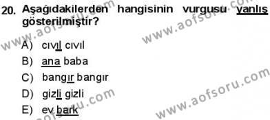 Türkçe Cümle Bilgisi 1 Dersi 2013 - 2014 Yılı (Vize) Ara Sınavı 20. Soru