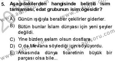 Türkçe Cümle Bilgisi 1 Dersi 2013 - 2014 Yılı (Vize) Ara Sınavı 5. Soru