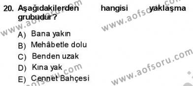 Türkçe Cümle Bilgisi 1 Dersi 2013 - 2014 Yılı (Final) Dönem Sonu Sınavı 20. Soru