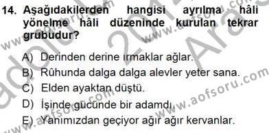 Türkçe Cümle Bilgisi 1 Dersi 2014 - 2015 Yılı (Vize) Ara Sınavı 14. Soru