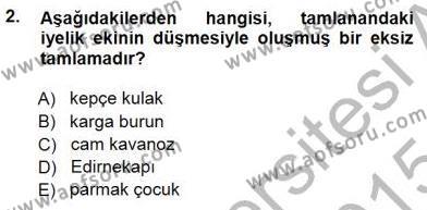 Türkçe Cümle Bilgisi 1 Dersi 2014 - 2015 Yılı (Final) Dönem Sonu Sınavı 2. Soru