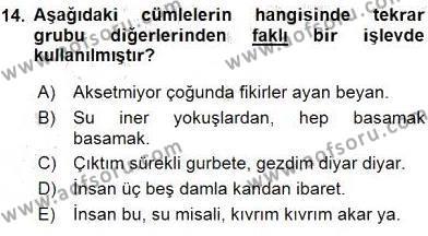 Türkçe Cümle Bilgisi 1 Dersi 2016 - 2017 Yılı (Vize) Ara Sınavı 14. Soru