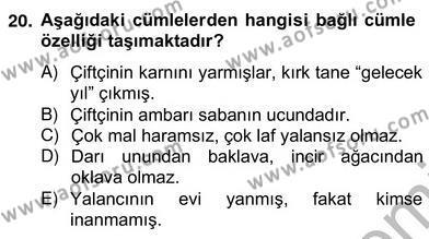 Türkçe Cümle Bilgisi 2 Dersi 2012 - 2013 Yılı (Vize) Ara Sınavı 20. Soru