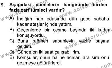 Türkçe Cümle Bilgisi 2 Dersi 2012 - 2013 Yılı (Vize) Ara Sınavı 9. Soru