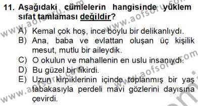Türkçe Cümle Bilgisi 2 Dersi 2012 - 2013 Yılı (Final) Dönem Sonu Sınavı 11. Soru
