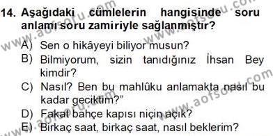 Türkçe Cümle Bilgisi 2 Dersi 2012 - 2013 Yılı (Final) Dönem Sonu Sınavı 14. Soru