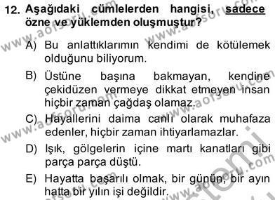 Türkçe Cümle Bilgisi 2 Dersi 2013 - 2014 Yılı (Vize) Ara Sınavı 12. Soru