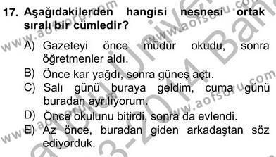 Türkçe Cümle Bilgisi 2 Dersi 2013 - 2014 Yılı (Vize) Ara Sınavı 17. Soru