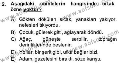 Türkçe Cümle Bilgisi 2 Dersi 2013 - 2014 Yılı (Vize) Ara Sınavı 2. Soru