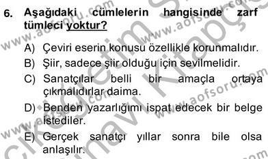 Türkçe Cümle Bilgisi 2 Dersi 2013 - 2014 Yılı (Vize) Ara Sınavı 6. Soru