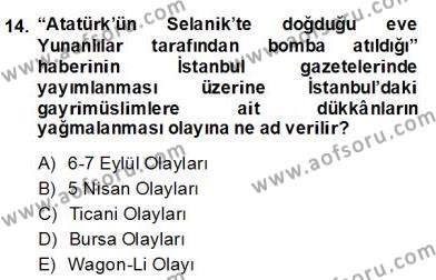 Türkçe Cümle Bilgisi 2 Dersi 2013 - 2014 Yılı (Final) Dönem Sonu Sınavı 14. Soru