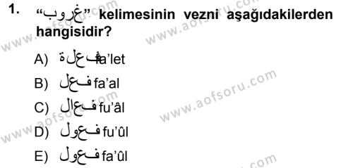 Osmanlı Türkçesi Grameri 1 Dersi 2012 - 2013 Yılı (Vize) Ara Sınavı 1. Soru