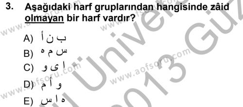 Osmanlı Türkçesi Grameri 1 Dersi 2012 - 2013 Yılı (Vize) Ara Sınavı 3. Soru