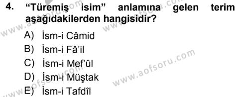 Osmanlı Türkçesi Grameri 1 Dersi 2012 - 2013 Yılı (Vize) Ara Sınavı 4. Soru