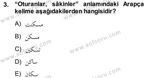 Osmanlı Türkçesi Grameri 1 Dersi 2013 - 2014 Yılı (Vize) Ara Sınavı 3. Soru