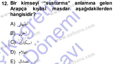Osmanlı Türkçesi Grameri 1 Dersi 2013 - 2014 Yılı (Final) Dönem Sonu Sınavı 12. Soru